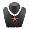 Creative Red Lobster Crab Starfish Coral Pendant Beads Necklace Stylish Versatile Niche Summer Beach Vacation Collarbone Chain