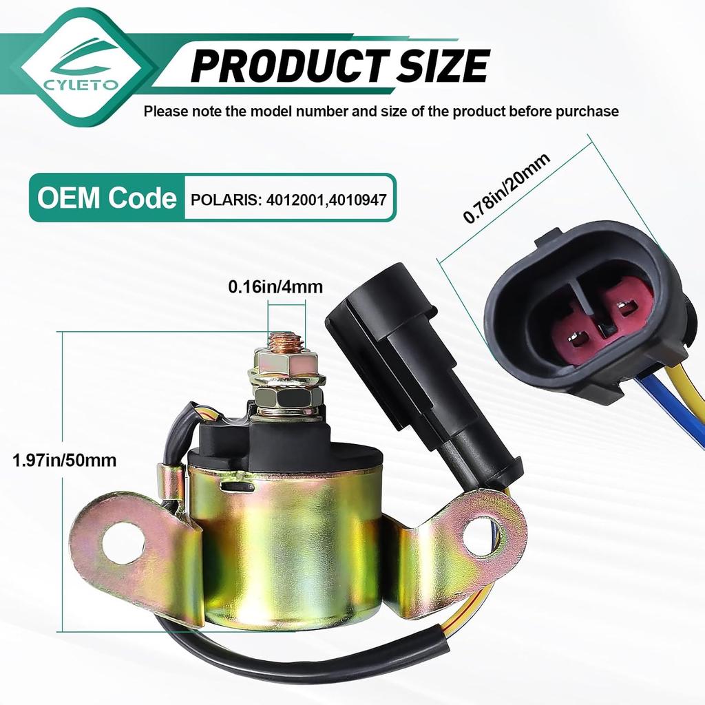 Starter Solenoid Relay for Polaris Ranger 400 500 570 700 800 Sportsman 500 700 800 RZR 4 S XP 570 800 900 Hawkeye Trailboss Replace 4010947 4012001