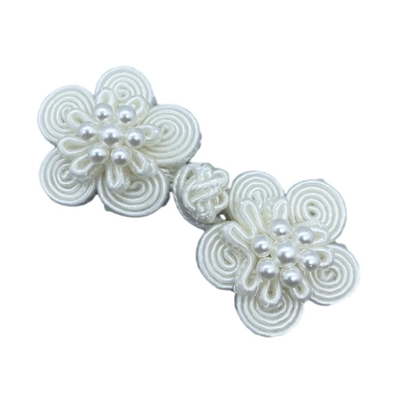 Vintage Flower Pearl Chinese Knot Closure Buttons Traditional Cheongsam Ornament