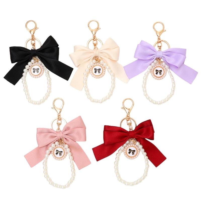Cute Pearls Butterfly Bows Hanging Ornament For Bags Stylish Black Accessory Bag Charm Pendant Enhancing Your Look