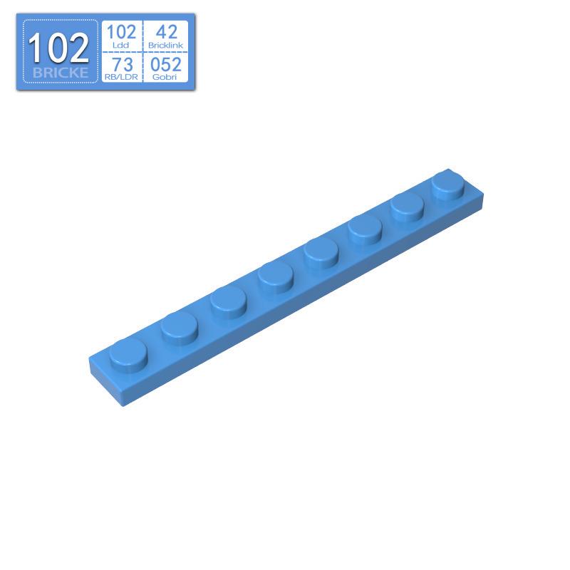 BRICKE Brick Guest 1x8 Plate, Compatible with Lego 3460, Loose Parts Building Blocks, Small Particles.