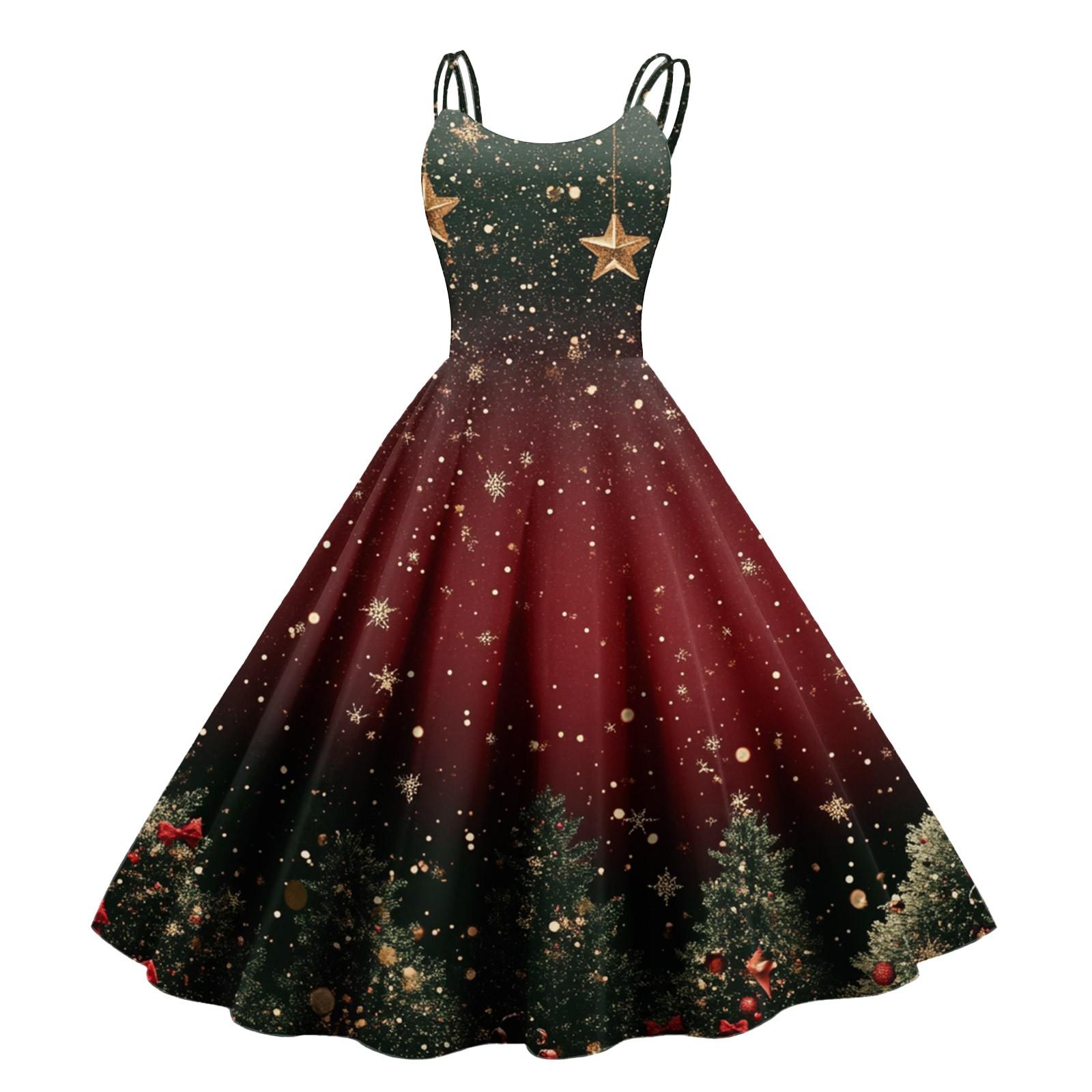 

Женское рождественское платье со снежинками и сексуальным облегающим принтом с открытыми плечами в стиле панк-ретро XL киноварь