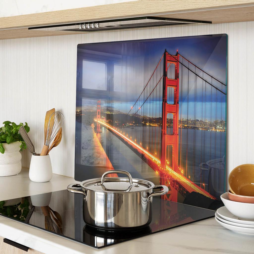Decorative Glass Cutting and Serving Board Golden Gate Bridge 60X52 Cm