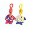 Yousheng Keychain Pendant Little Fish Faux Leather Card Holder with Lanyard Colorful Fish Scale Shaped Double-Purpose School Bag Key Pendant