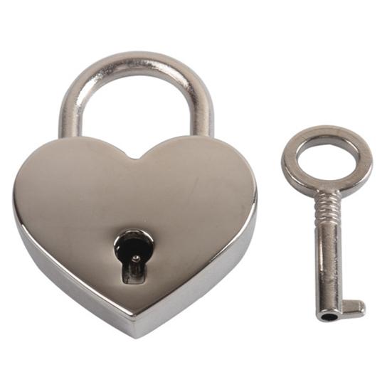 Vintage Heart Shape Mini Padlock Bag Travel Suitcase Luggage Box Case Key Lock