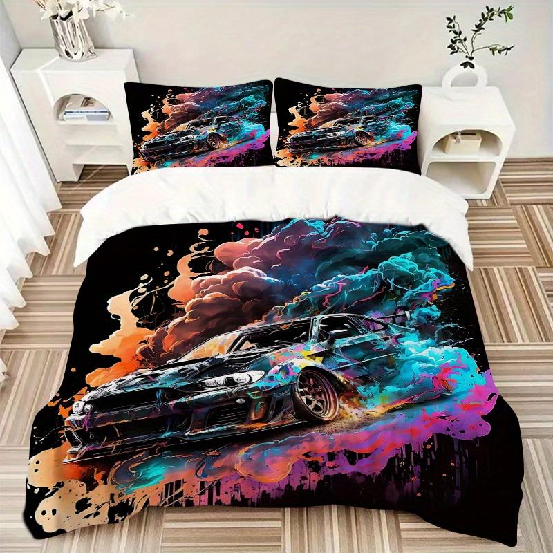 3pcs Car Smoke 1Cover + 2Pillowcases, PillowInserts NotIncluded, Machine Washable, All - Season Use, Suitable for Bedroom Guest Room89