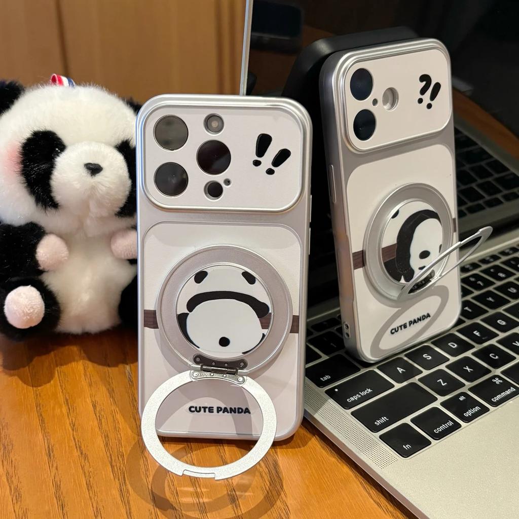 Tree climbing panda rotating bracket is suitable for iPhone16/17Pro mobile phone case Apple 15 electroplating large window 14 sets