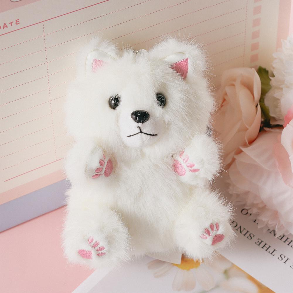 Pink Paws Samoyed Plush Toys Cute Cartoon Soft Samoyed Plush Doll Realistic Fashion Accessories Doll Ornaments