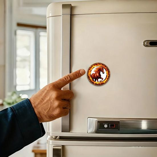 1/4Pcs Year of The Horse Refrigerator Magnet 2026 Chinese Zodiac Horse Acrylic Fridge Magnet Home Kitchen New Year Decoration