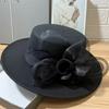 Autumn and Winter Fashion Versatile Elegant Woolen Top Hat Female British Mesh Flower Top Hat Female Face Versatile