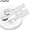 1-32Pcs Pearl Cutlery Set Europe Silver Tableware 304 Stainless Steel Wedding  Dinnerware Knife Fork Spoon Creativity Gift