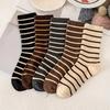 5/10 Pairs Women Mid Length Socks Fashionable Striped Print Soft Comfortable Sweat Absorbing and Breathable Casual Socks