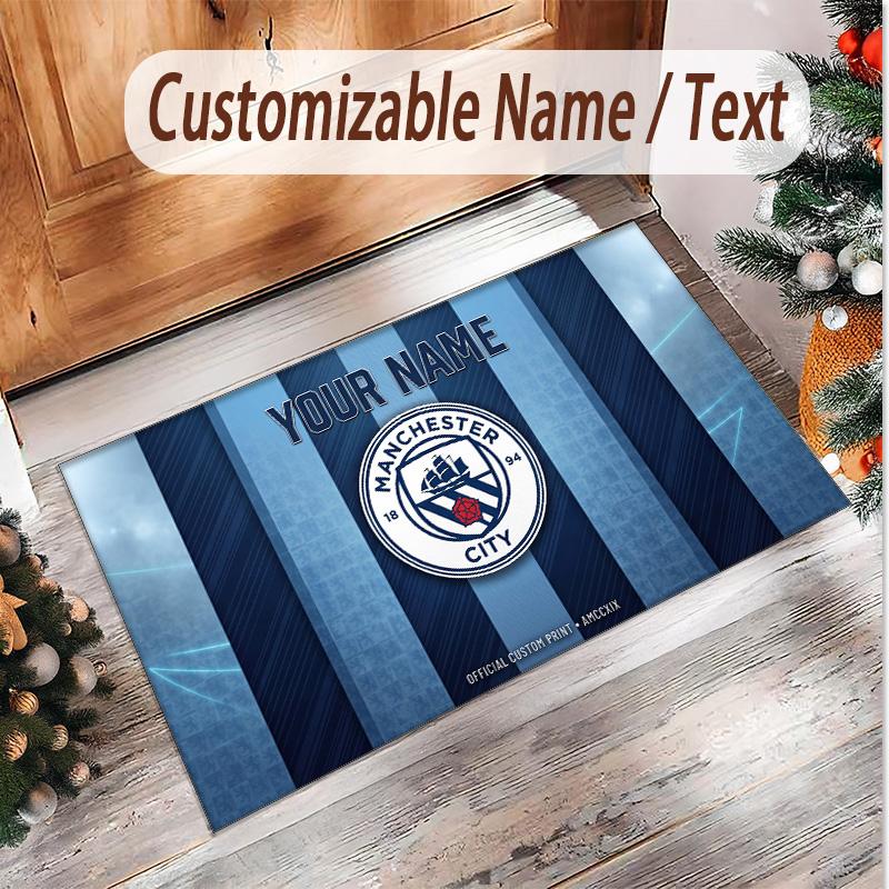 Personalized Crystal Velvet Carpet Manchester City Pattern Non Slip Floor Rug