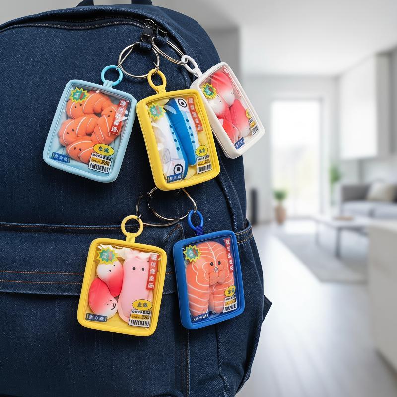 Cute Supermarket Fridge Vegetable Plush Keyring Simulation Seafood Platter Salmon/Octopus Plush Stuffed Toy Backpack Charm Gifts