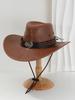 Men's and Women's French PU Leather Cowboy Hats, Unique Metal Scorpion Braided Rope Belt Accessories, Suitable for Competitive Activities