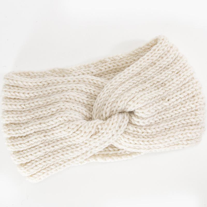 Autumn and Winter Knitted Hair Accessories Hair Band Cross Head Cover Elastic Warm Women's Sports Hair Band
