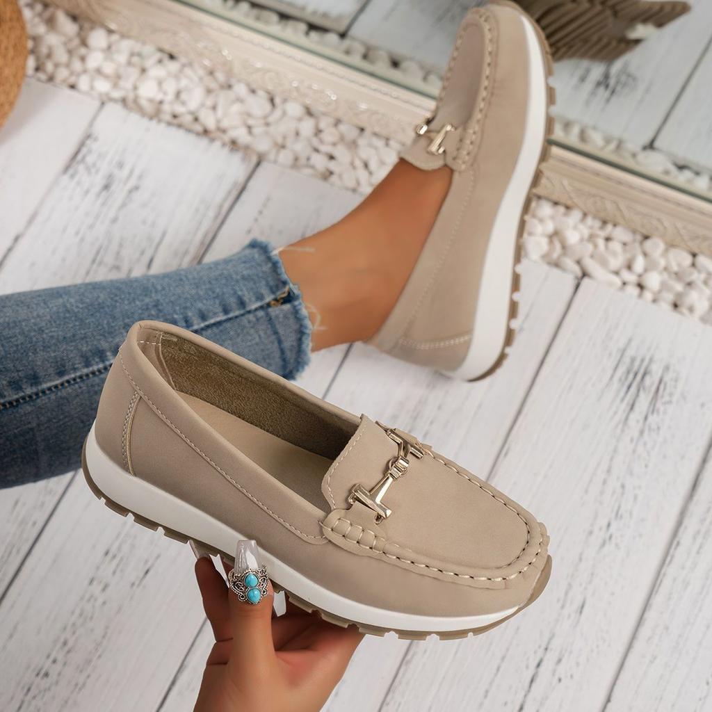 2025 autumn new fashionable and comfortable muffin platform casual single shoes non-slip soft-soled loafers one-pedal Doudou shoes