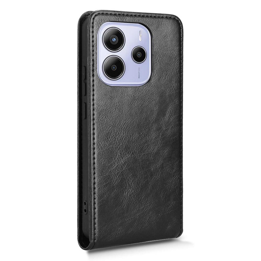 For Xiaomi Redmi Note 14 4G (163.25x76.55x8.16mm) Etui med kortlomme Magnetisk vertikalt flipdeksel i lær