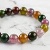 Tourmaline 11mm Inner Natural Power Stone [Eigado] Multi-Colored Bracelet, Beads, Diameter Approx. 17cm, Stone,