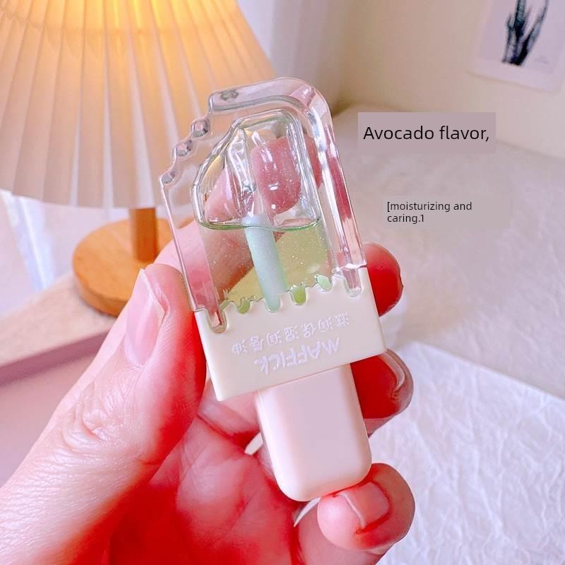 Student Lip Balm for Men and Women, Cute Ice Cream Lip Oil, Moisturizing and Hydrating for Lip Lines, Small Red Lips, and Lip Moisturization
