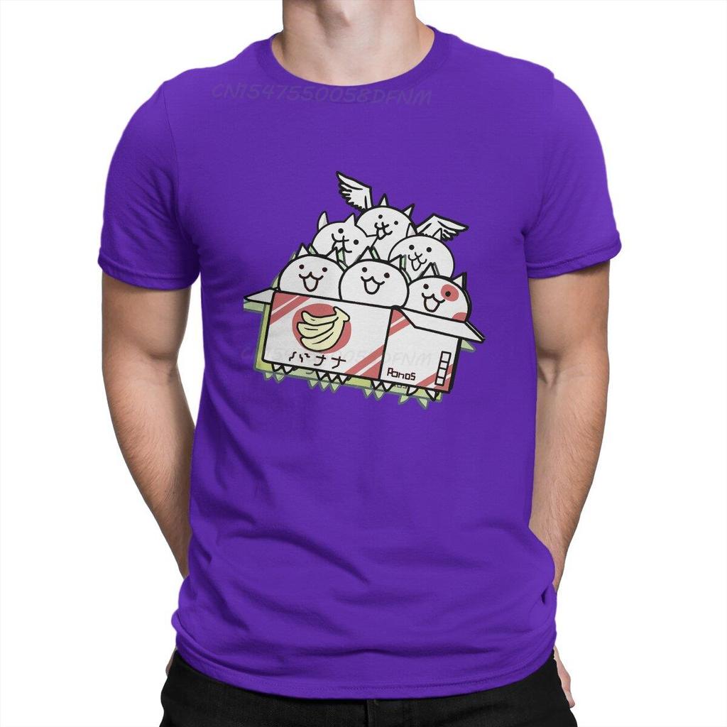 Classic T-shirts Men Pure Cotton Unique T-Shirts Camisas The Battle Cats Cat Game Tee Shirt Male Men T Shirts Men Clothing Man