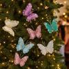 Glitter Christmas Butterflies Ornaments Artificial Colorful Christmas Tree Decorations Sparkling with Clip Simulation Butterfly