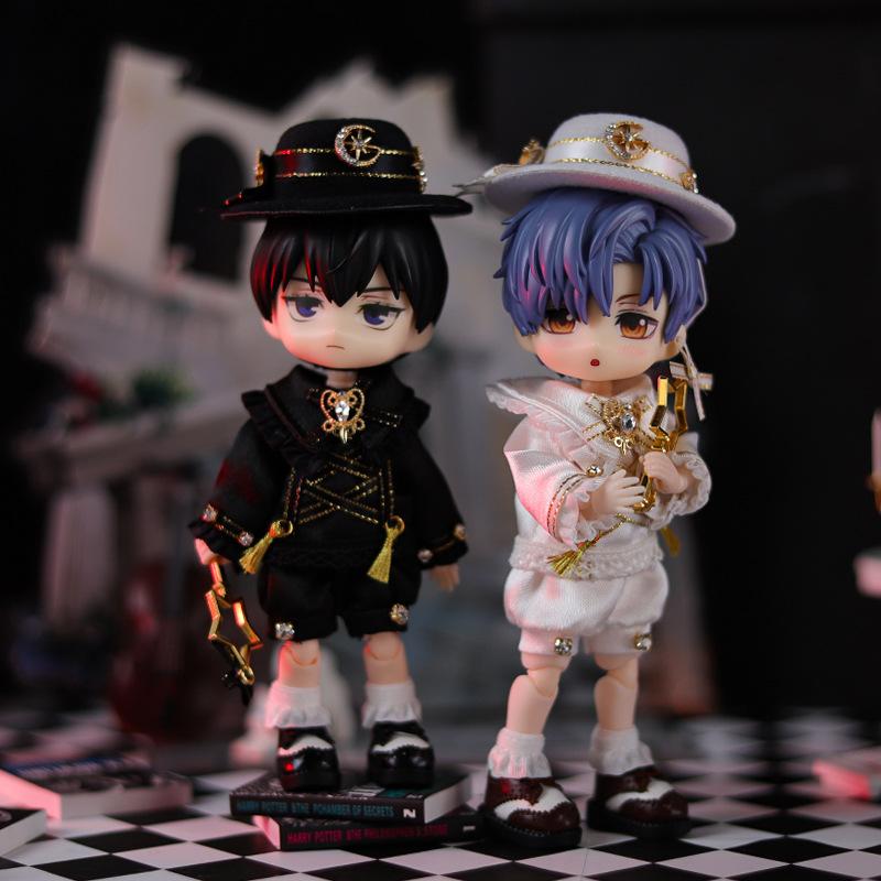 Ob11 Doll Gemini Set Black And White European Style Small Dress Doll Dinner Jackets Clothes For Ymy Dod Doll Body