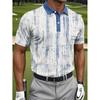 Men's Summer Abstract Waffle Knit Golf Shirt Short-Sleeve Polo Shirt with Collar Polo Shirt Sportswear Casual Outdoor Printed Blue Button-Down Style