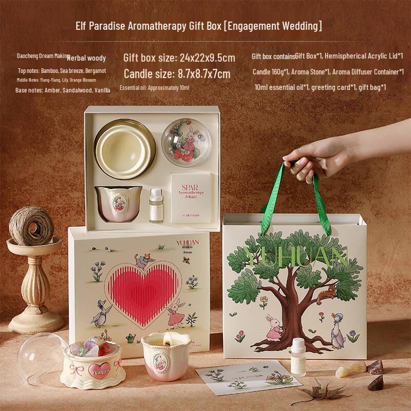 Aroma Stone Gift Set: Premium Diffuser, Scented Candle, and Crystal Ornament for Bedroom Birthday Gift.
