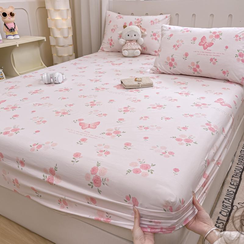 1pc Washed Cotton Bed Sheets with Elastic Single/Queen/King Cartoon Style Fitted Bed Sheet sabanas matrimoniales Sheets for Bed