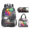 Sechs Sieben 67 Bedruckter Kinderrucksack Brottasche Federmäppchen Schultasche für Schüler Dreiteiliges Set