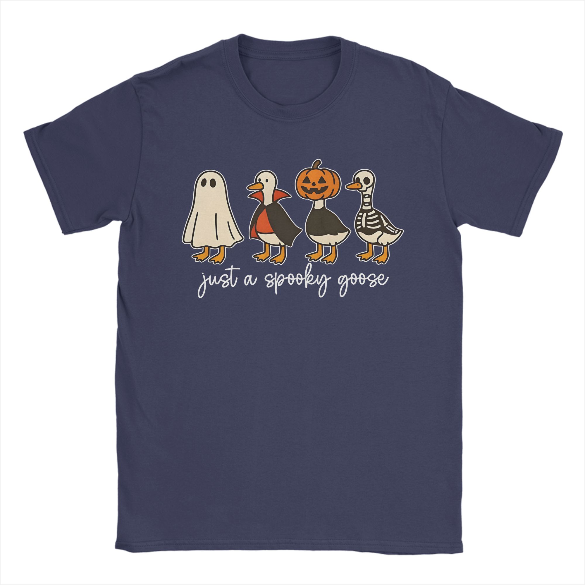 

All Seasons Spooky Goose On The Loose Halloween T Shirt For Unisex Pure Cotton T-shirts Short Sleeve Clothing 4XL