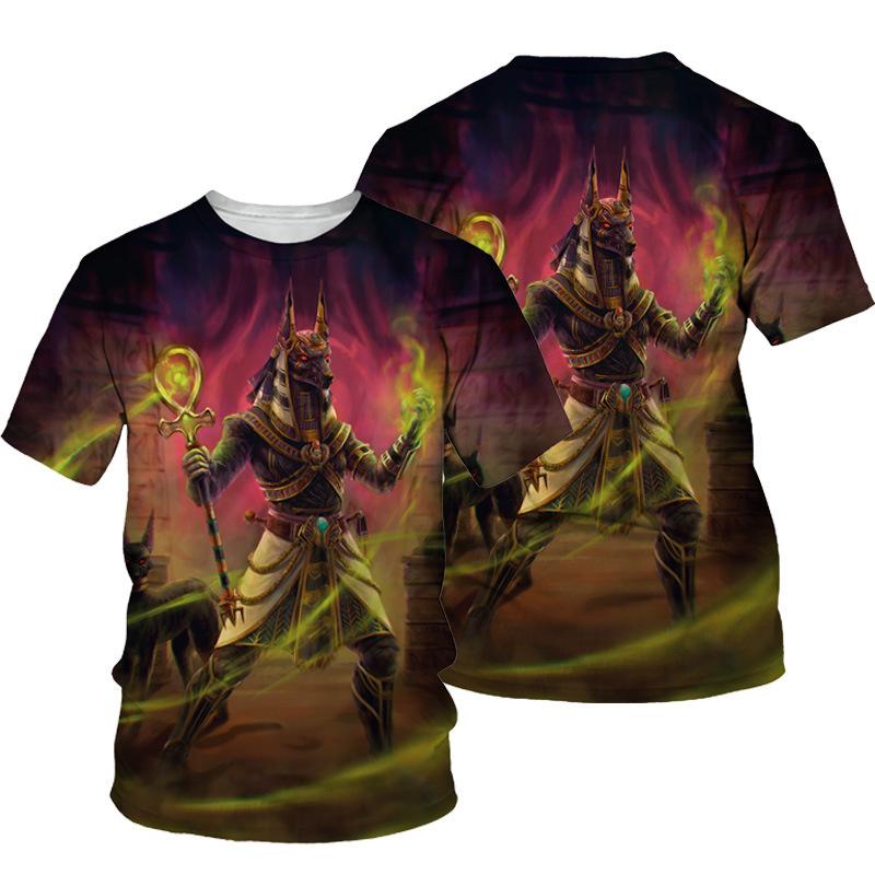 3D Gedrucktes Ägyptisches T-Shirt Herren Retro Ägypten Muster T-Shirts Sommer Harajuku Lockere T-Shirts Kurze Ärmel Unisex Rundhals Oberteile