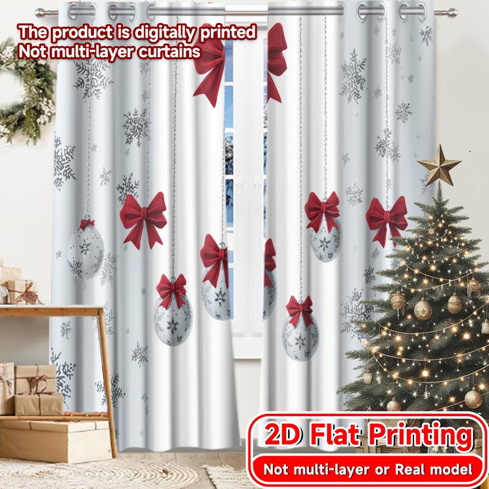 

2D Flat Printing 2pcs Festive Corner Modern Print Curtains Prints Light Filtering Curtains Room Decor Perfect for Bedroom 100*130 HOOK 1pcs