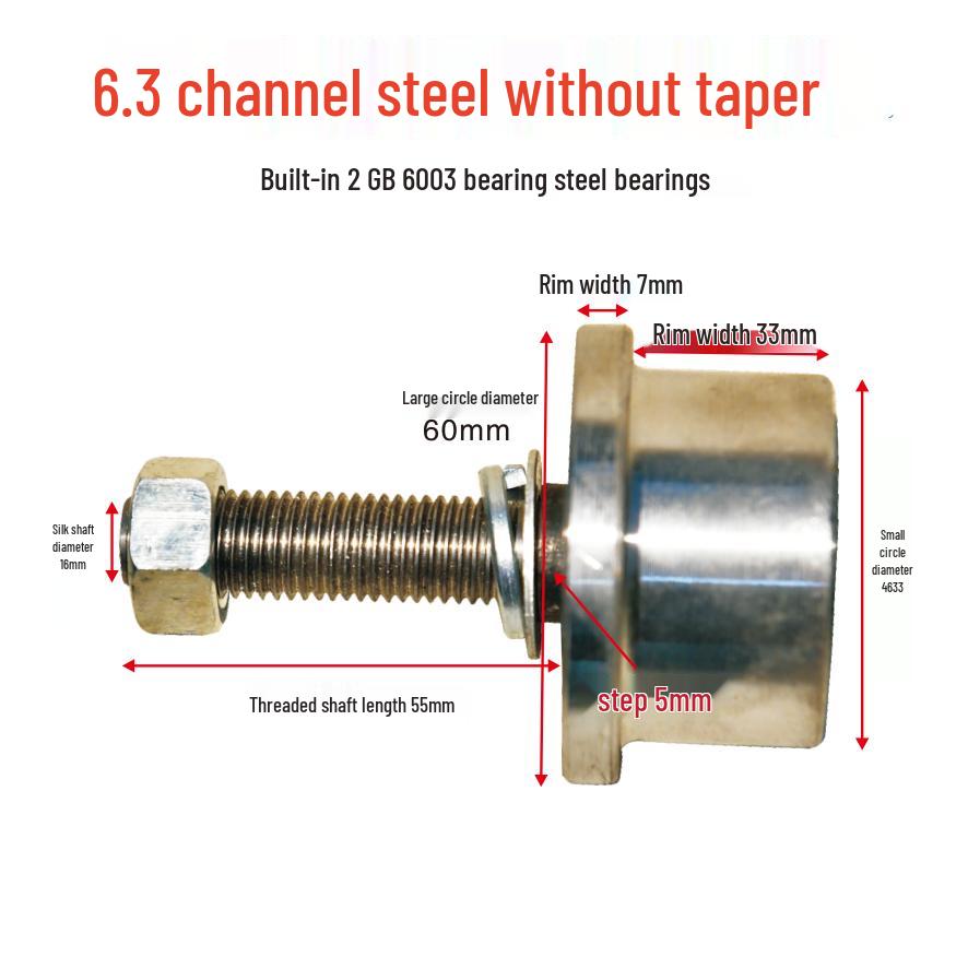 T-förmiges einseitiges Stahlschienenrad/Aufzugsgüterrolle mit konischem Lager Nr.. 8 & Nein. 10 Kanäle