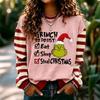 Women's Long Sleeve Neck Pullover Sweatshirt with Christmas Print