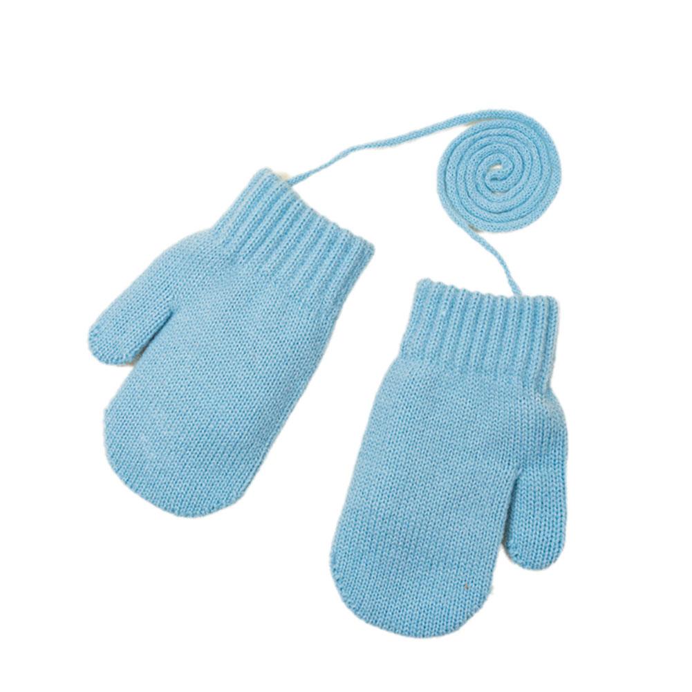 Knit Winter Children Warm Gloves Autumn And Winter Cold Protection Warm Gloves Simple Color Ins Style Bike Gloves небесно-голубой