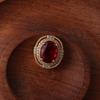 Retro Large Oval Ruby Pendant with Gold and Diamond Inlay