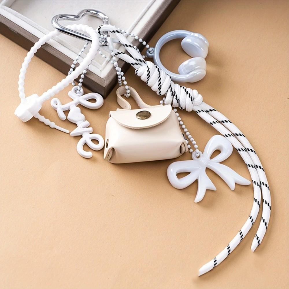 New Maillard Bow Braid Rope Pendant Bag Accessories Earphone Women Bag Key Chain Exquisite Woven Mobile Phone Love Rope Decor