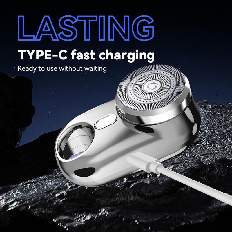 Mini Herren Reise Elektrorasierer mit Atmosphäre LED Lampe Tragbarer Wiederaufladbarer Kabelloser Elektrischer Gesichts- Bartrasierer Trimmer Klingen