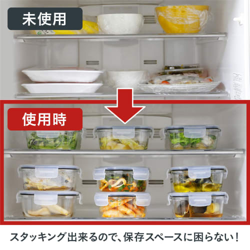 CB Japan Heat-Resistant Glass Storage Containers, Square, 520ml, Set of 6, Microwave, Dishwasher, and Boiling Water Safe