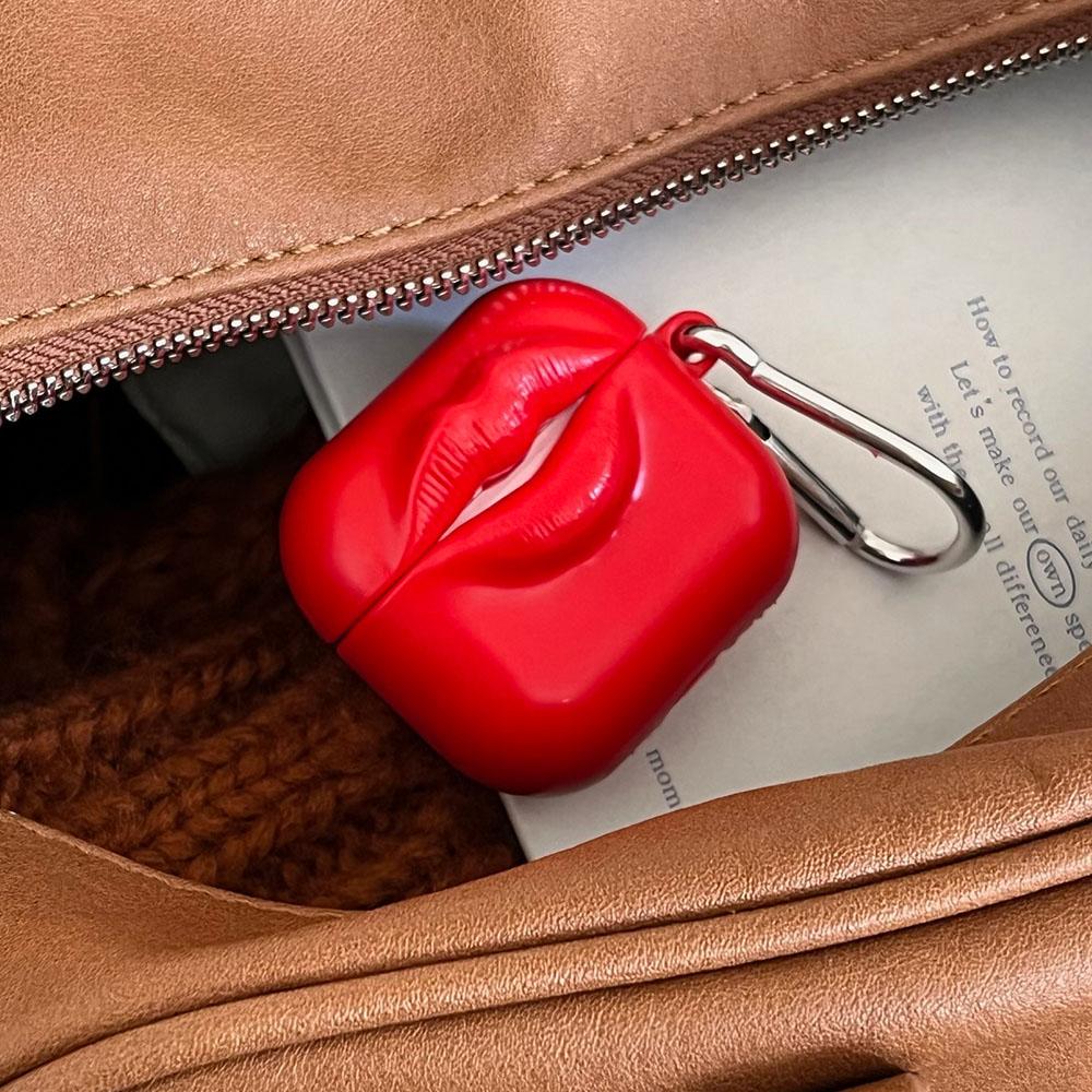 Europe America Creative Interesting Red Lips Kiss Silicone Shockproof Earphone Case For AirPods 1 2 3 4 Pro 2 Protection Cover