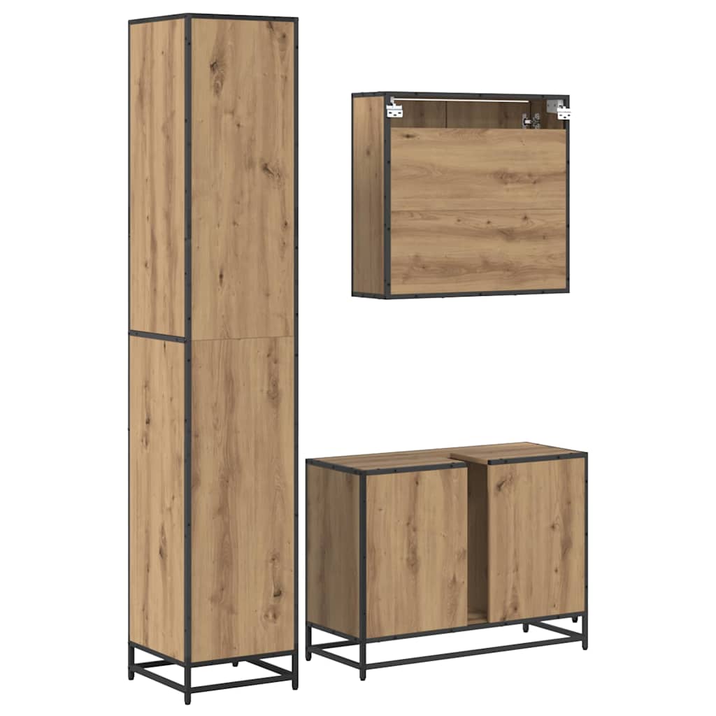 Bathroom Furniture Set 3 Pcs Artisan Oak 35 X 37.5 X 188.5 Cm