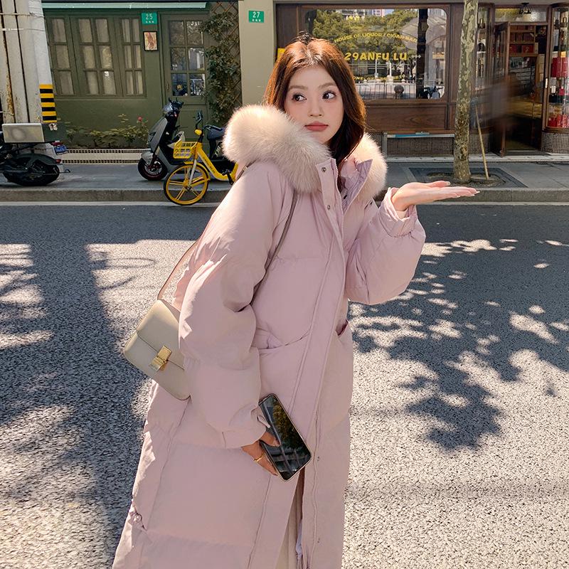2024 Women's Extra-Long Korean Cotton Quilt Coat - Winter Over-the-Knee Loose Fit