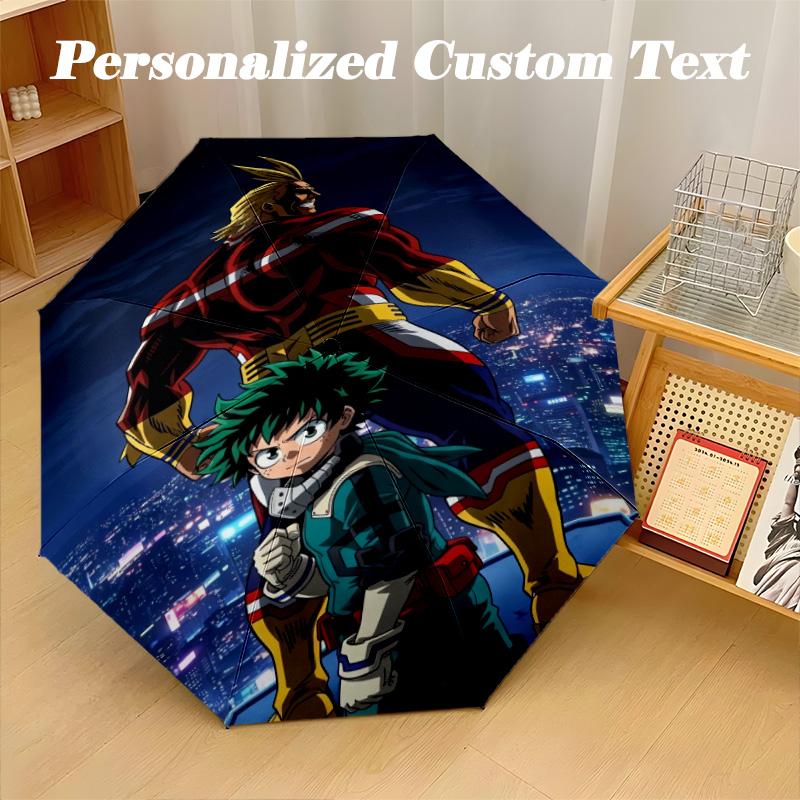 Portable Auto Folding Umbrella,My Hero Academia 8 Rib Waterproof Umbrella For Camping Commute