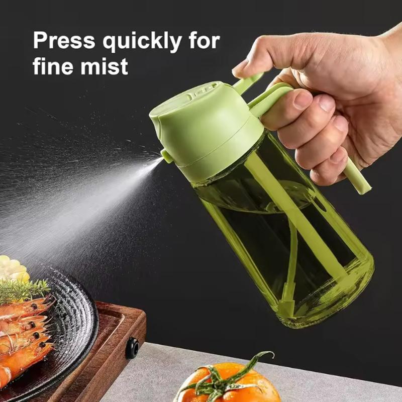 2-in-1 Dark Glass Oil Sprayer Black Lightproof Olive Oil Dispenser for Cooking Salads And Barbecues - Kitchen Barbecue Tool