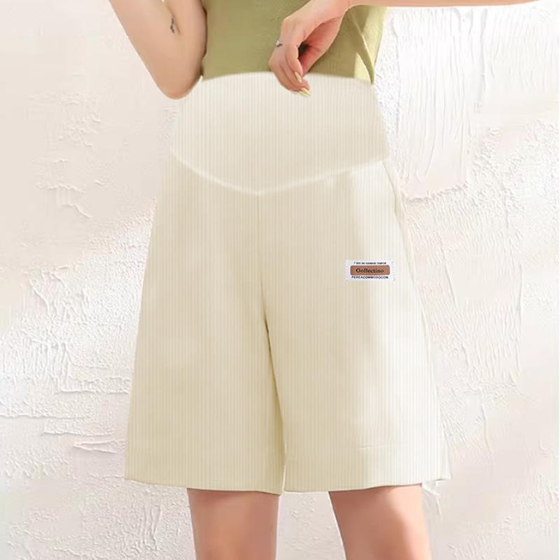 Maternity Tummy Support Pants: Non-Slip, High-Elastic, Loose-Fit Summer Wear for Pregnancy L (115-130 kg) абрикосовый
