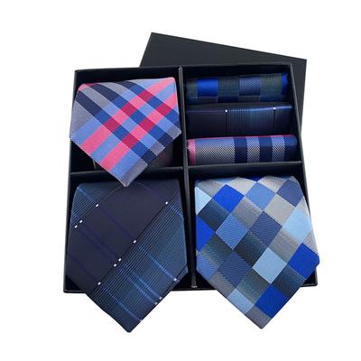 Men'S Gift Box Tie, Fashionable Business Striped Tie Square Scarf Combination Set, Luxury Gift Box.