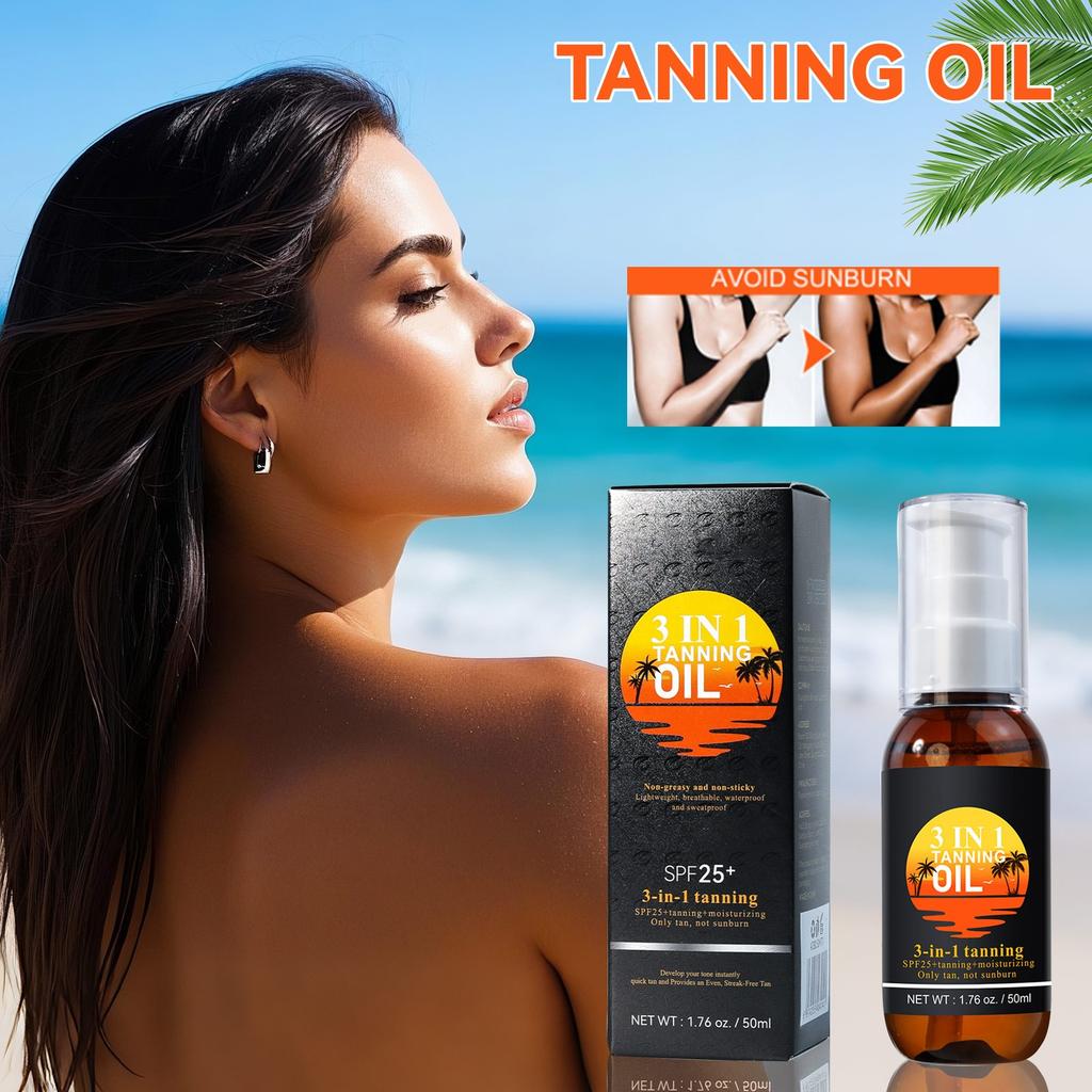 Bräunungsöl, Ein Bräunungsverstärker für Vorbräune und dunklere Haut, Verbessern Sie Ihren natürlichen Teint, Tiefe Bräune, 50ml