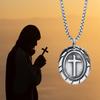 Men's Retro Silver Color Stainless Steel Cross Pendant Necklaces,New Punk Religious Faith Collar Gifts To Him Jewelry